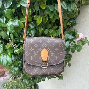Louis Vuitton St. Cloud mm Monogram Crossbody Bag with Tan Leather Trim